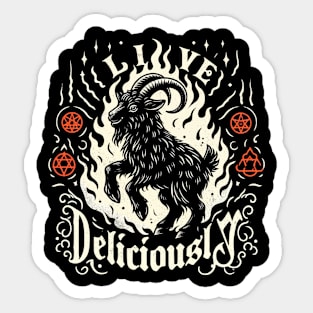 Occult Goat - Live Deliciously - Vintage Witch Woodcut Sticker